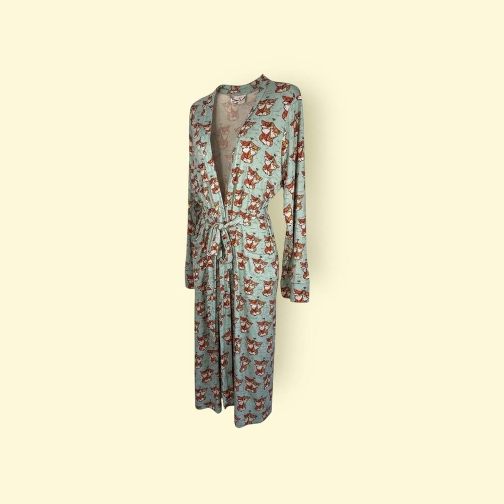 MeUndies Fox Print Robe - Light Blue